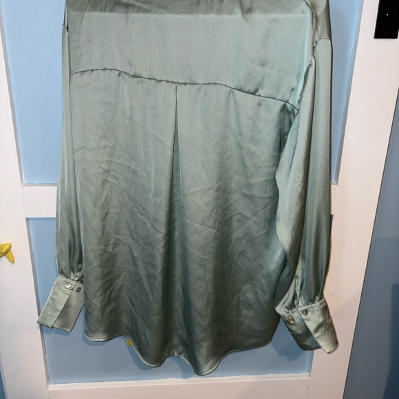 Zara Sage Green Satin Blouse - Picture 3 of 3